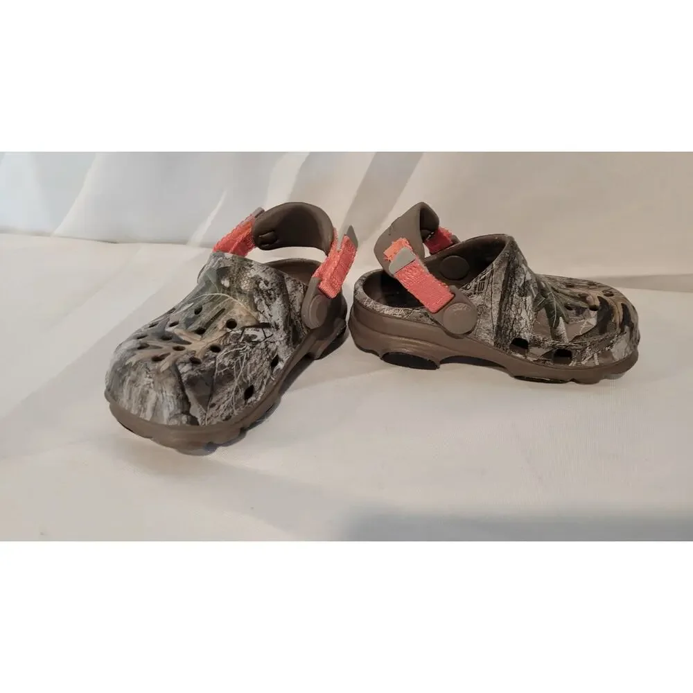Crocs Kids Realtree Camo Clogs Size C5 Hunting Outdoor Slip On Very Good